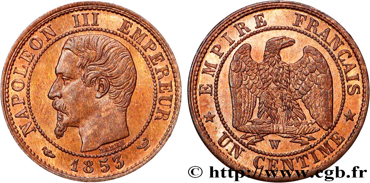 Un centime Napoléon III, tête nue 1853 Lille F.102/8 SPL64 