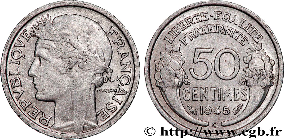 50 centimes Morlon, légère 1945 Castelsarrasin F.194/7 SUP55 