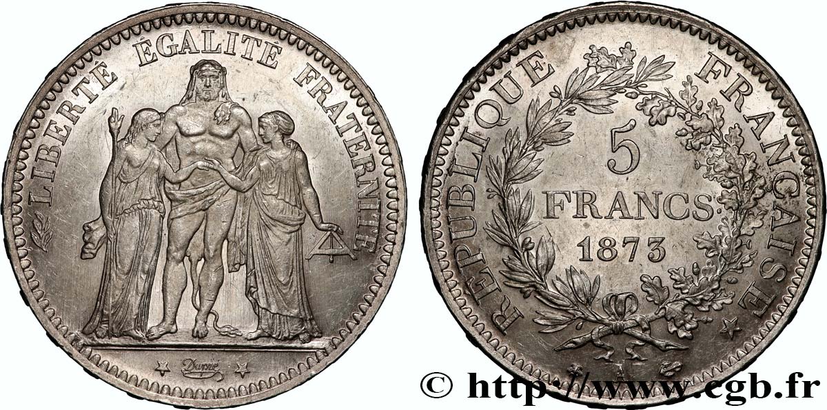 5 francs Hercule 1873 Paris F.334/9 MS62 