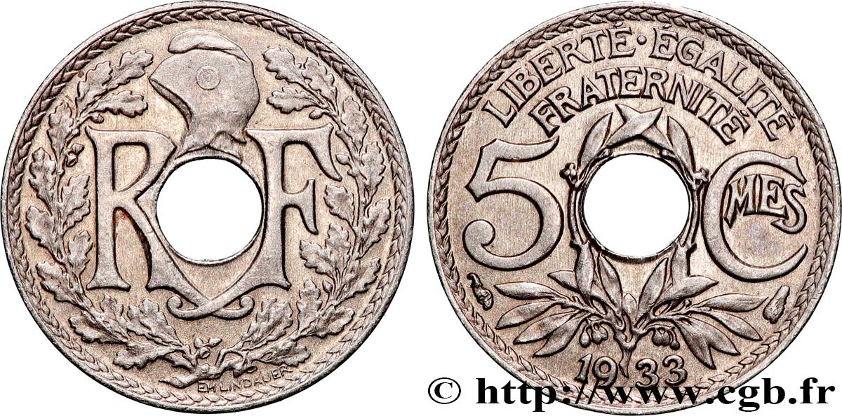 5 centimes Lindauer, petit module 1933 Paris F.122/16 SUP60 