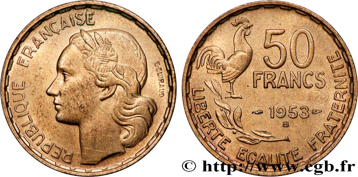50 francs Guiraud 1953 Beaumont-le-Roger F.425/11 AU58 