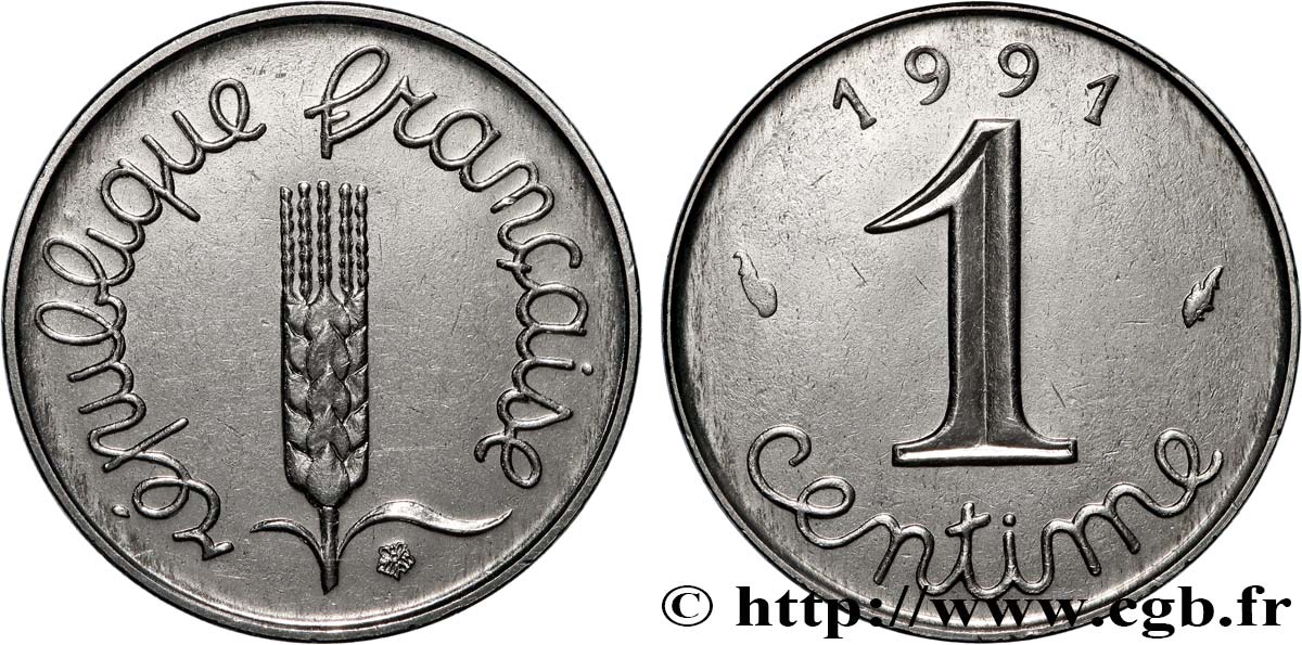 1 centime Épi, frappe monnaie 1991 Pessac F.106/48 SPL 