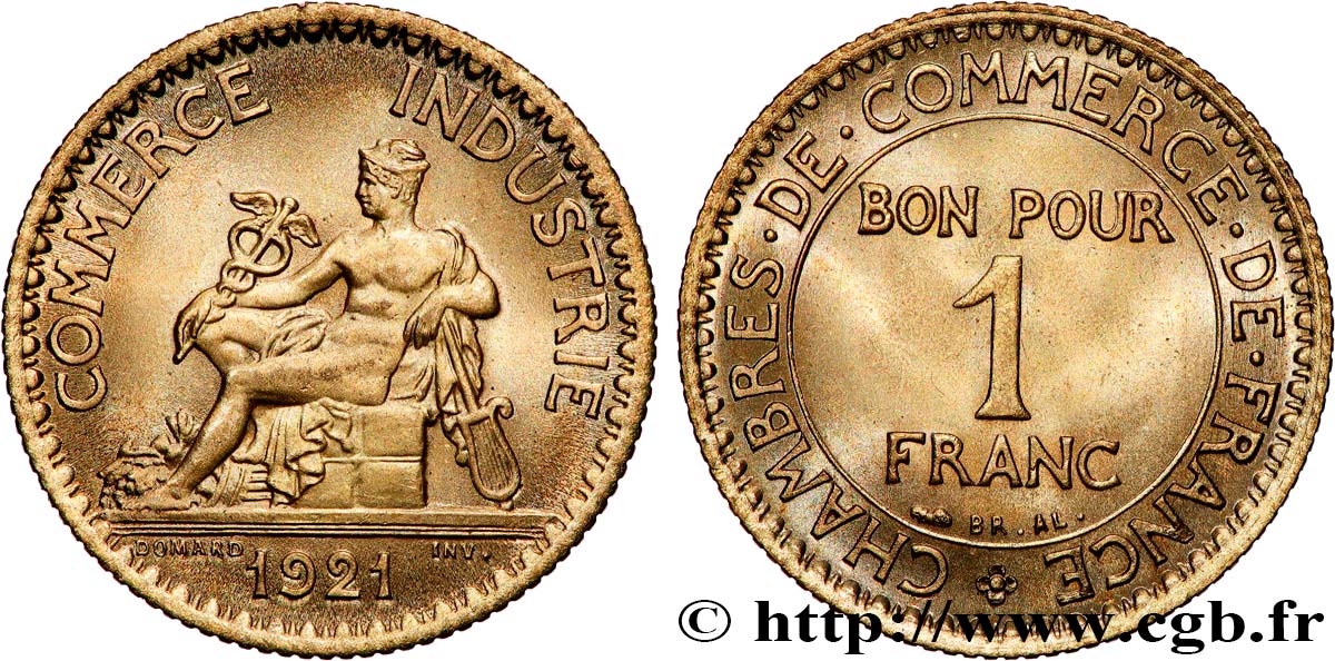 1 franc Chambres de Commerce 1921 Paris F.218/3 MS65 