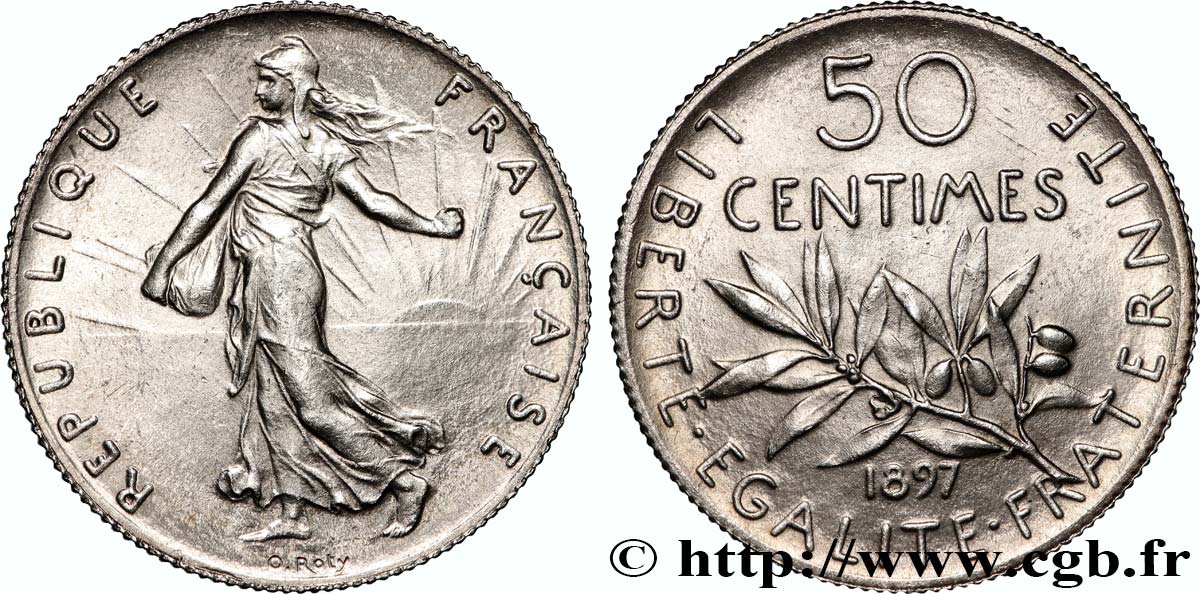 50 centimes Semeuse 1897 Paris F.190/1 SUP+ 