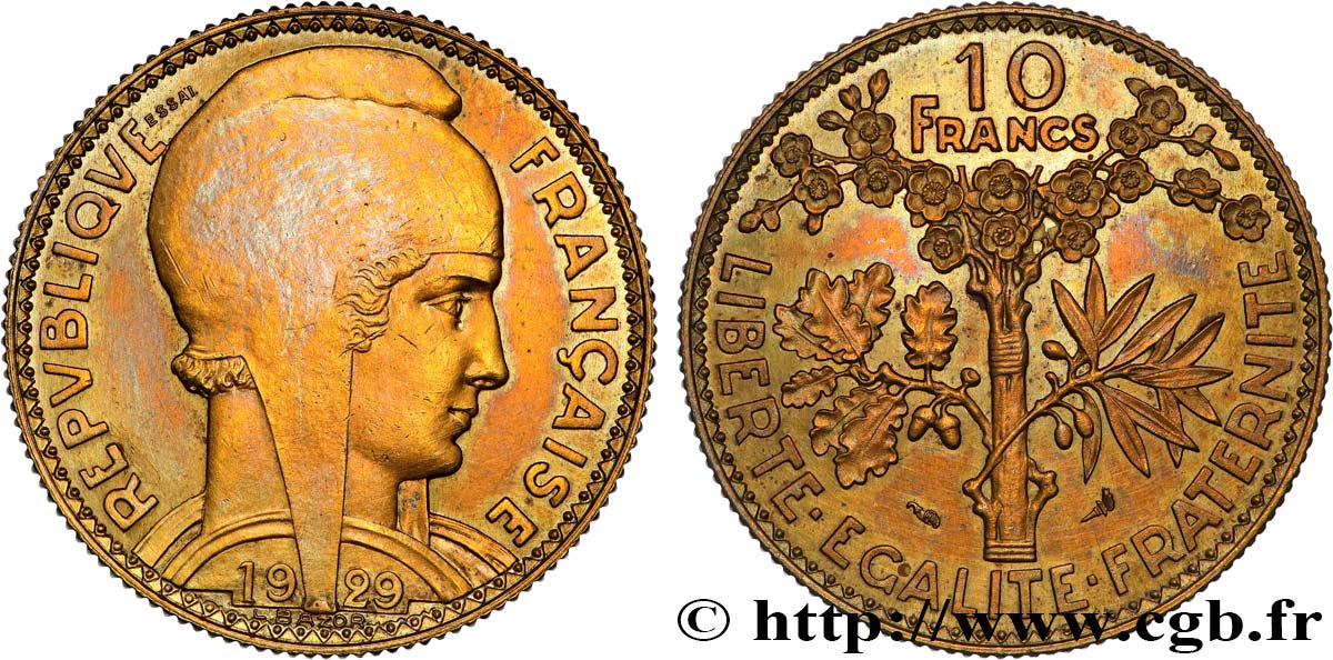 Essai de 10 francs par Bazor, concours de 1929 1929 Paris GEM.161 3 SUP 