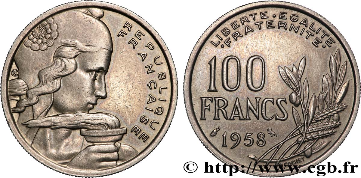 100 francs Cochet, Chouette 1958  F.450/13 TTB+ 
