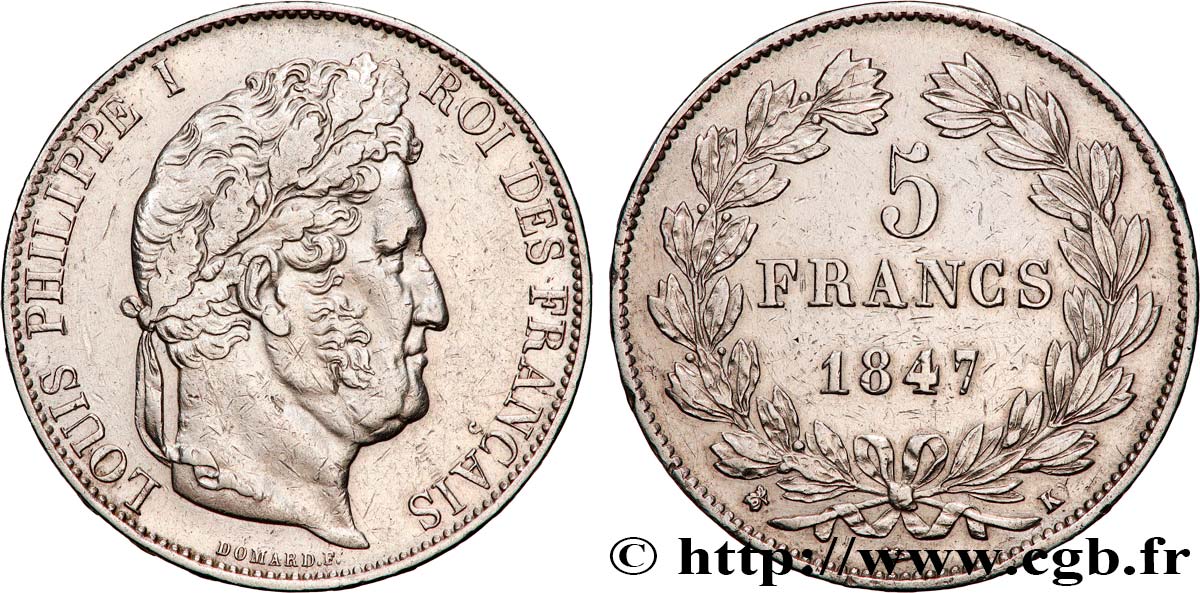 5 francs IIIe type Domard 1847 Bordeaux F.325/16 TTB 