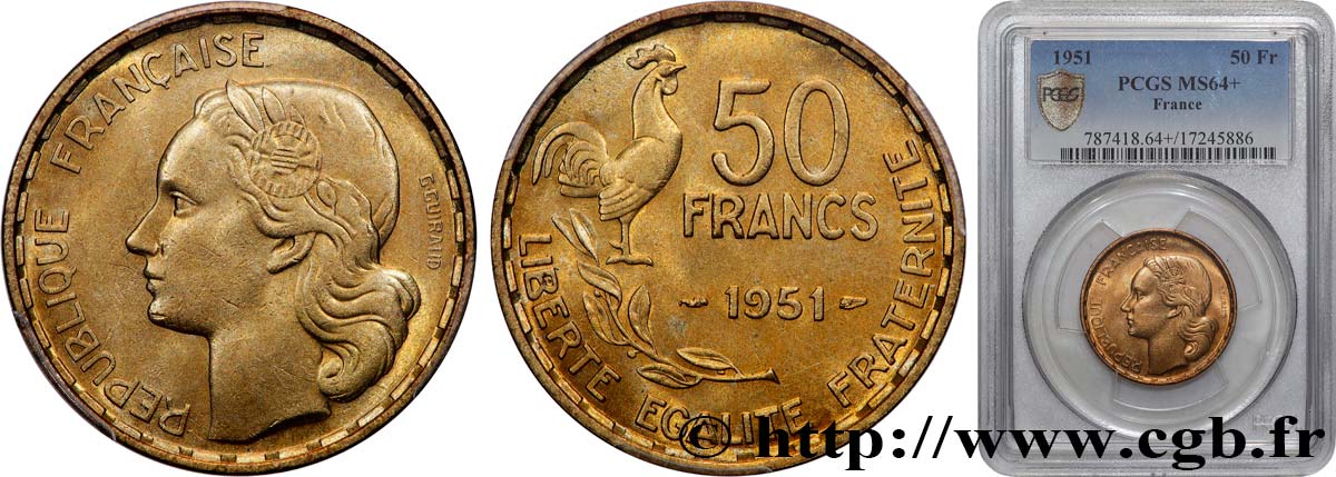 50 francs Guiraud 1951  F.425/5 MS64 PCGS