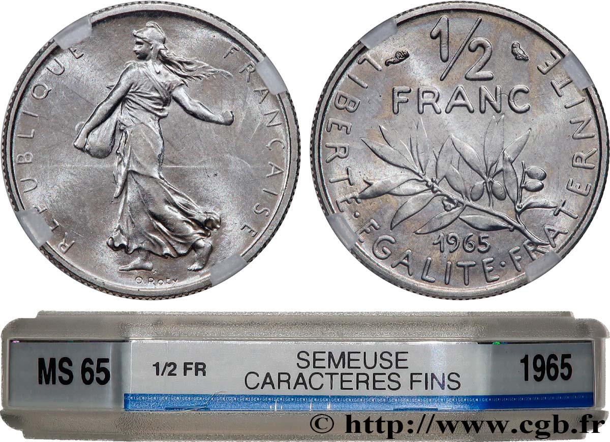 1/2 franc Semeuse 1965 Paris F.198/3 MS65 GENI