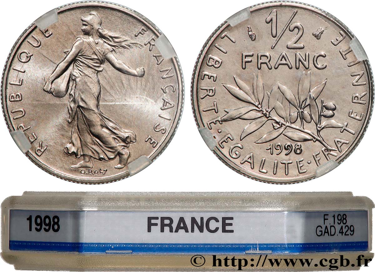 1/2 franc Semeuse, BU (Brillant Universel) 1998 Pessac F.198/41 FDC65 GENI