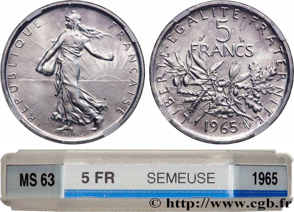 5 francs Semeuse, argent 1965 Paris F.340/9 SPL63 GENI