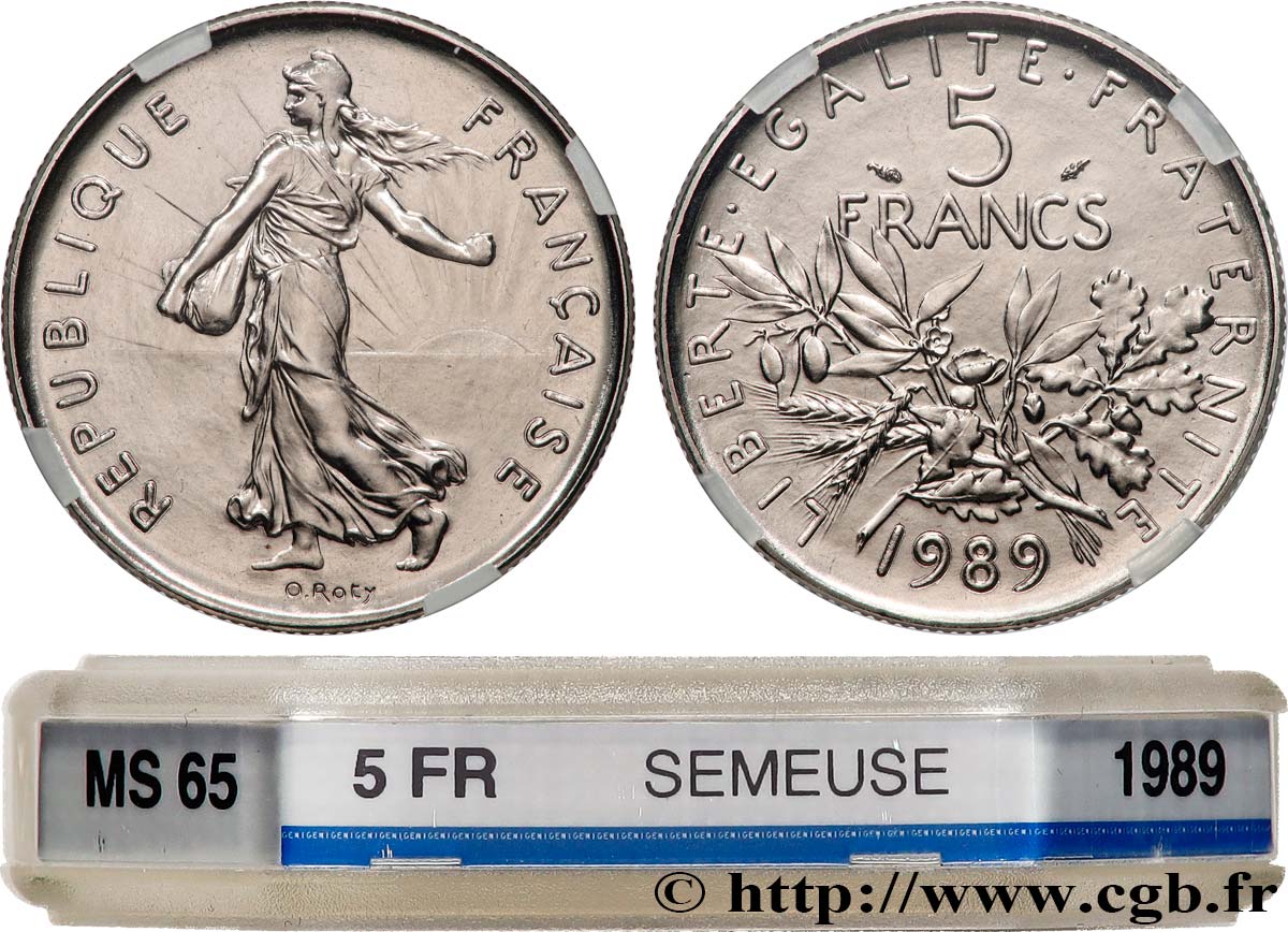 5 francs Semeuse, nickel 1989 Pessac F.341/21 FDC65 GENI
