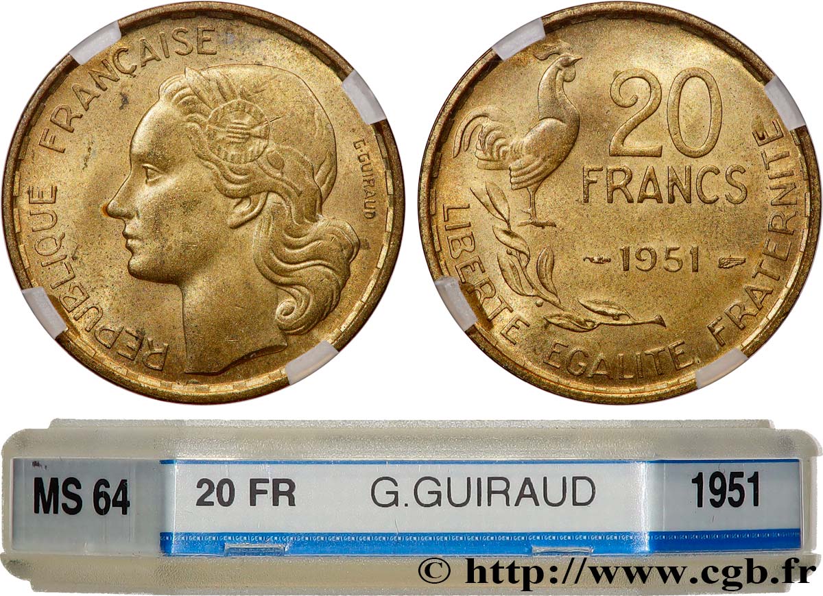 20 francs G. Guiraud 1951  F.402/7 MS64 GENI
