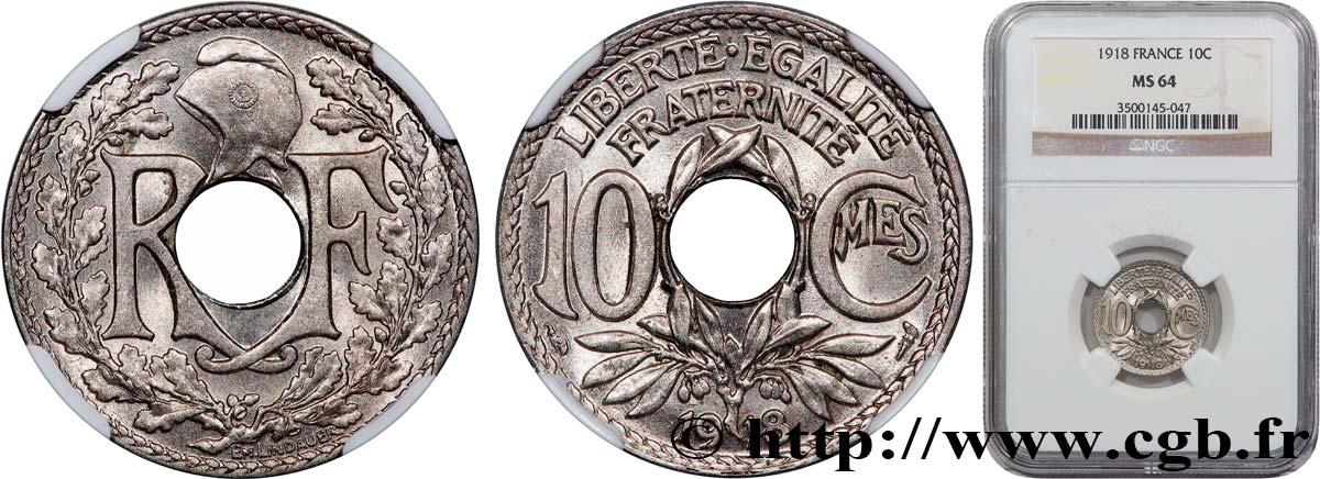 10 centimes Lindauer 1918  F.138/2 MS64 NGC