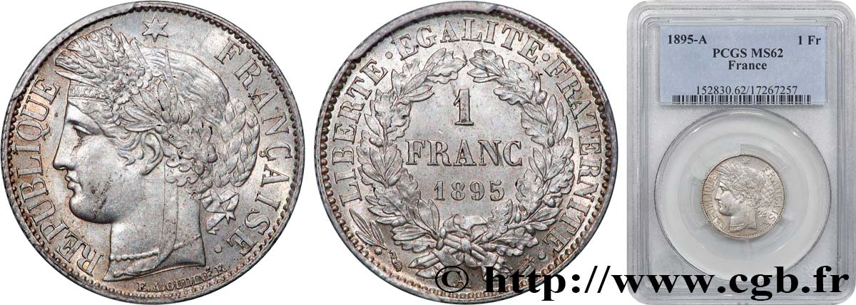 1 franc Cérès, IIIe République 1895 Paris F.216/13 EBC62 PCGS