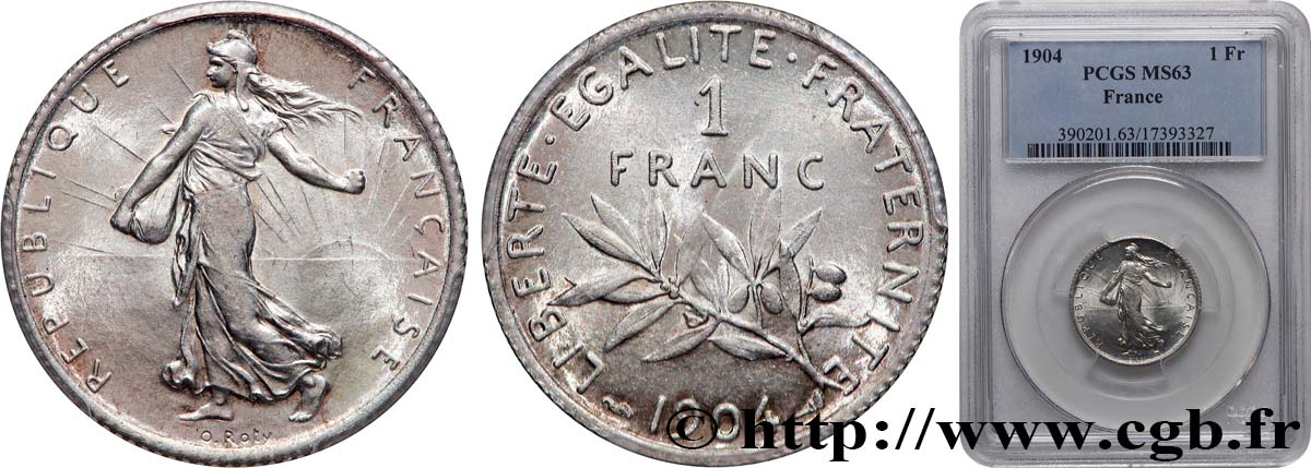 1 franc Semeuse 1904 Paris F.217/9 MS63 PCGS