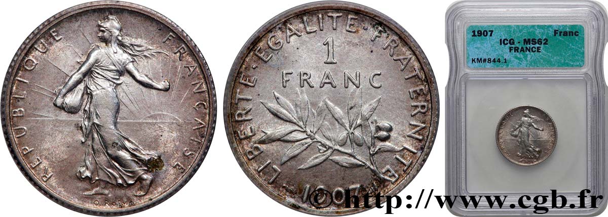 1 franc Semeuse 1907  F.217/12 SUP62 autre