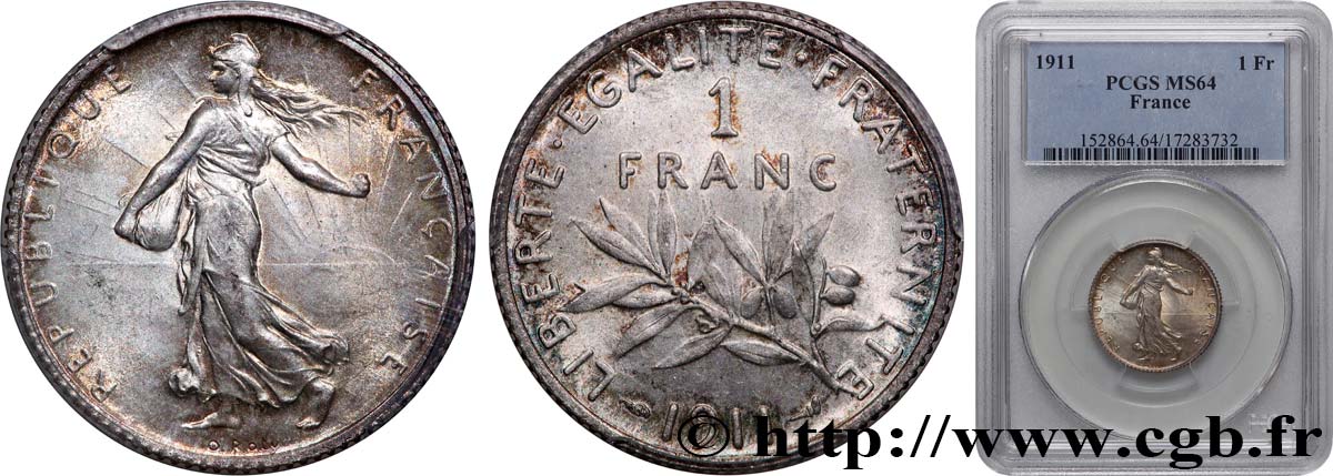 1 franc Semeuse 1911 Paris F.217/16 fST64 PCGS