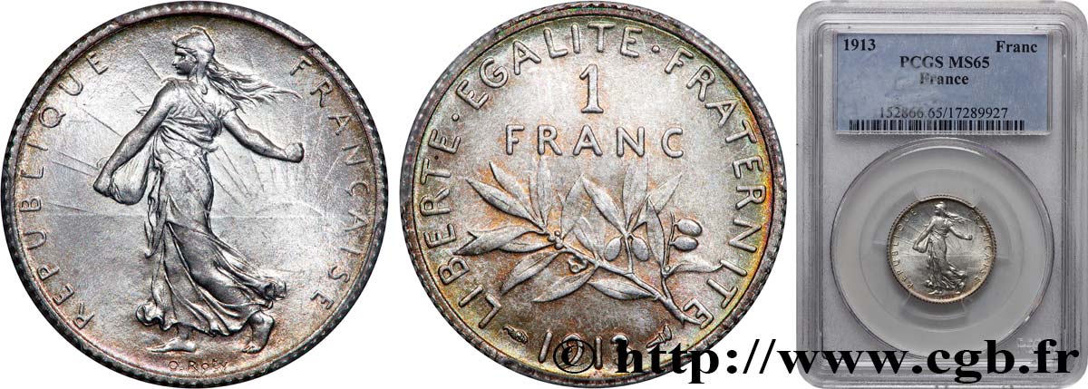 1 franc Semeuse 1913 Paris F.217/18 ST65 PCGS