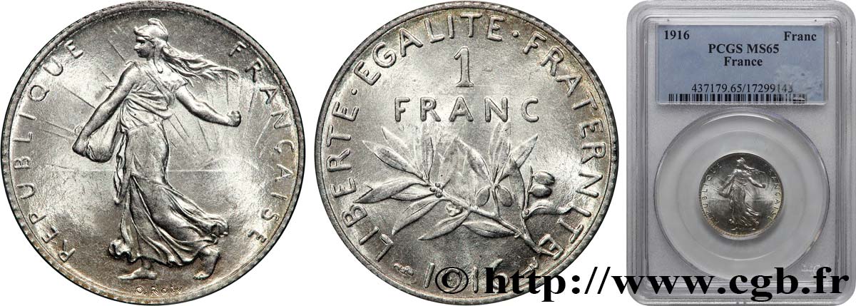 1 franc Semeuse 1916 Paris F.217/22 FDC65 PCGS