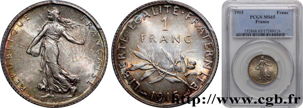 1 franc Semeuse 1915 Paris F.217/21 MS65 PCGS