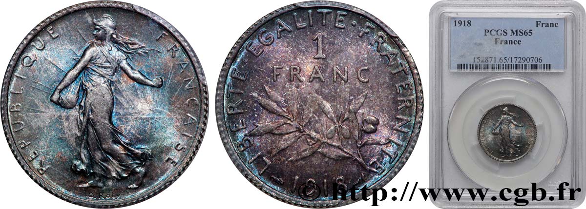 1 franc Semeuse 1918 Paris F.217/24 MS65 PCGS