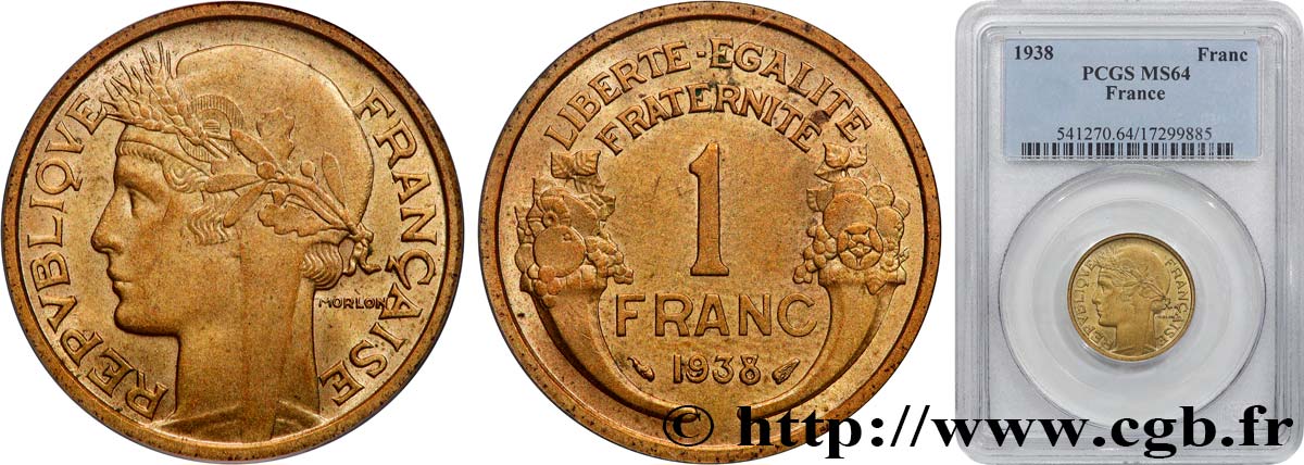 1 franc Morlon 1938 Paris F.219/9 fST64 PCGS