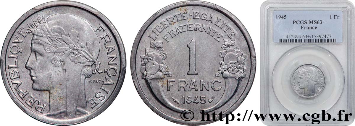 1 franc Morlon, légère 1945  F.221/6 fST63 PCGS