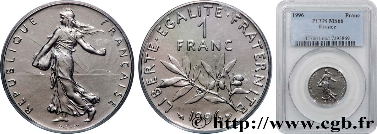 1 franc Semeuse, nickel 1996 Pessac F.226/44 MS66 PCGS