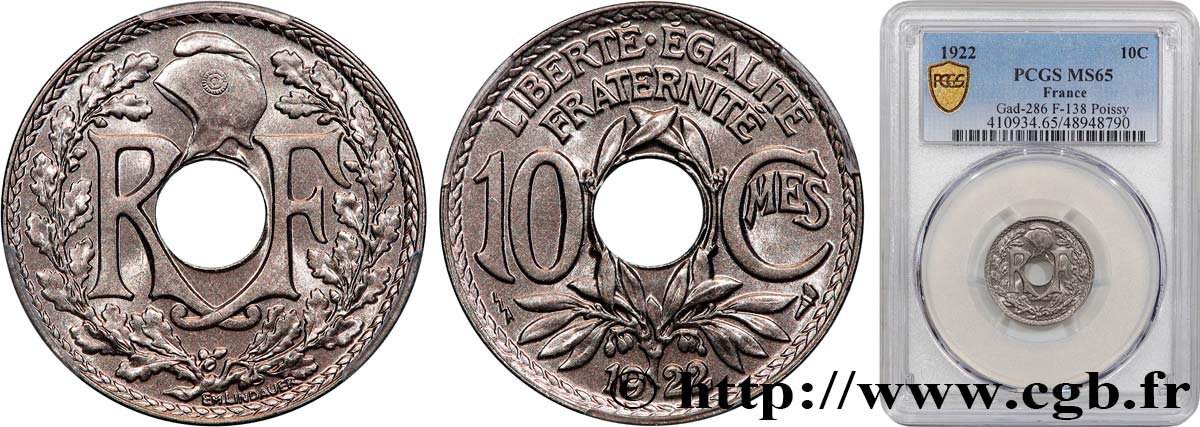 10 centimes Lindauer 1922 Poissy F.138/7 FDC65 PCGS