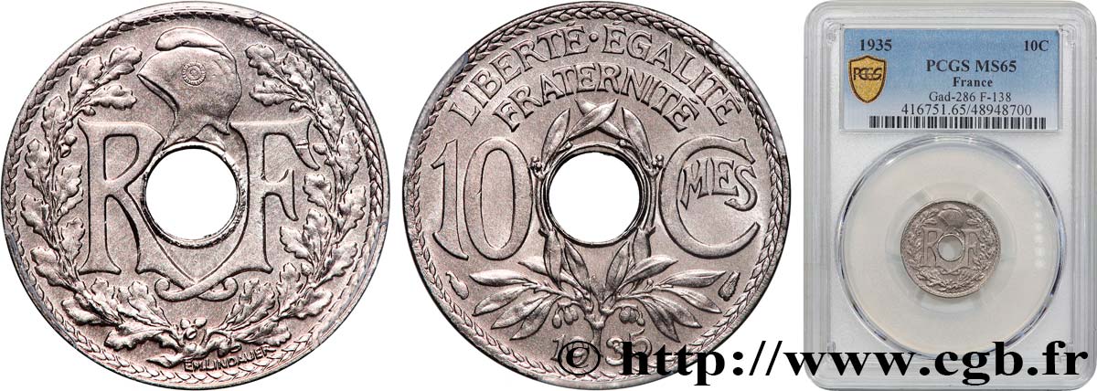 10 centimes Lindauer 1935  F.138/22 FDC65 PCGS