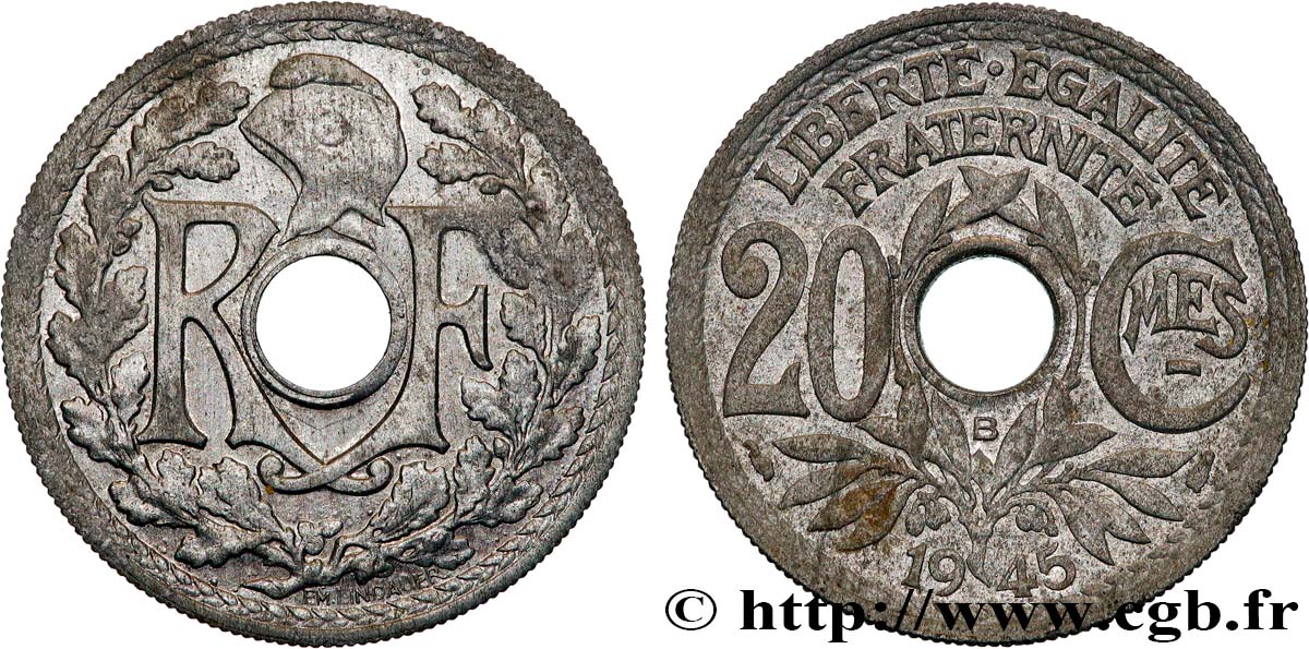 20 centimes Lindauer 1945 Beaumont-le-Roger F.155/3 fVZ 