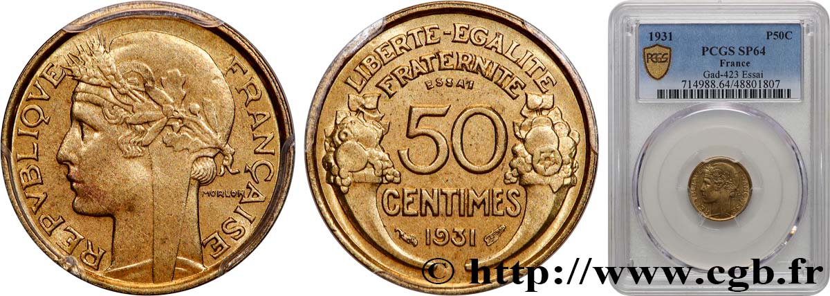 Essai de 50 centimes Morlon 1931  F.192/1 fST64 PCGS