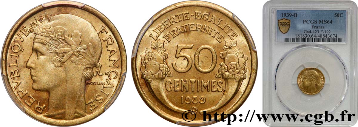 50 centimes Morlon 1939 Bruxelles F.192/16 SC64 PCGS