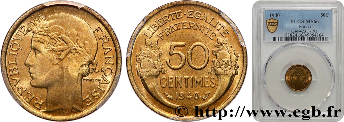 50 centimes Morlon 1940  F.192/17 MS66 PCGS