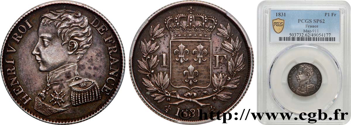 1 franc 1831  VG.2705  MS62 PCGS
