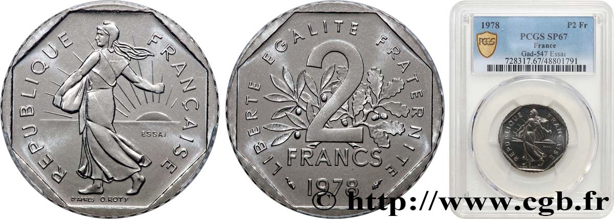 Essai de 2 francs Semeuse, nickel 1978 Pessac F.272/2 FDC67 PCGS