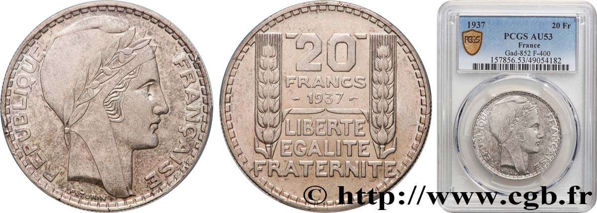 20 francs Turin 1937  F.400/8 TTB53 PCGS