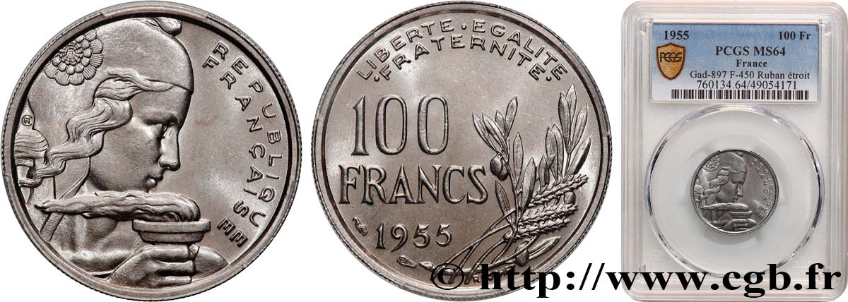 100 francs Cochet 1955  F.450/4 SC64 PCGS