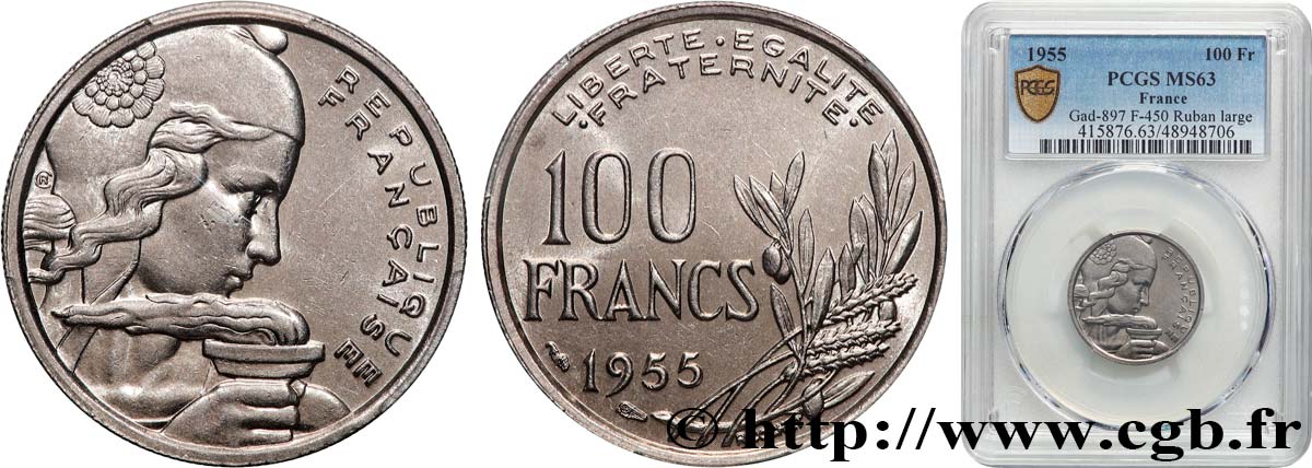 100 francs Cochet 1955  F.450/5 SC63 PCGS