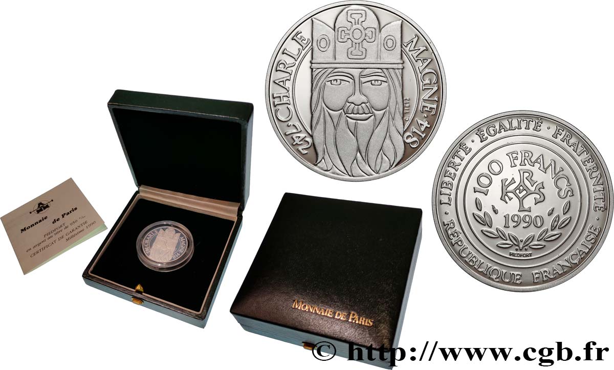 Piéfort Belle Épreuve de 100 francs Charlemagne 1990 Pessac F.458/2P var. FDC 