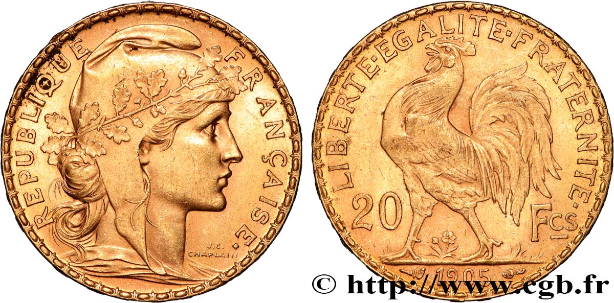 20 francs or Coq, Dieu protège la France 1905 Paris F.534/10 TTB+ 