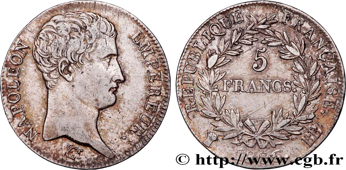 5 francs Napoléon Empereur, Calendrier grégorien 1806 Strasbourg F.304/3 TTB 