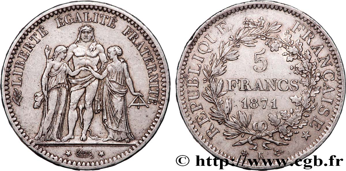 5 francs Hercule 1871 Bordeaux F.334/5 TTB 