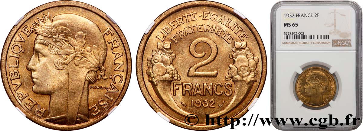 2 francs Morlon 1932  F.268/3 ST65 NGC