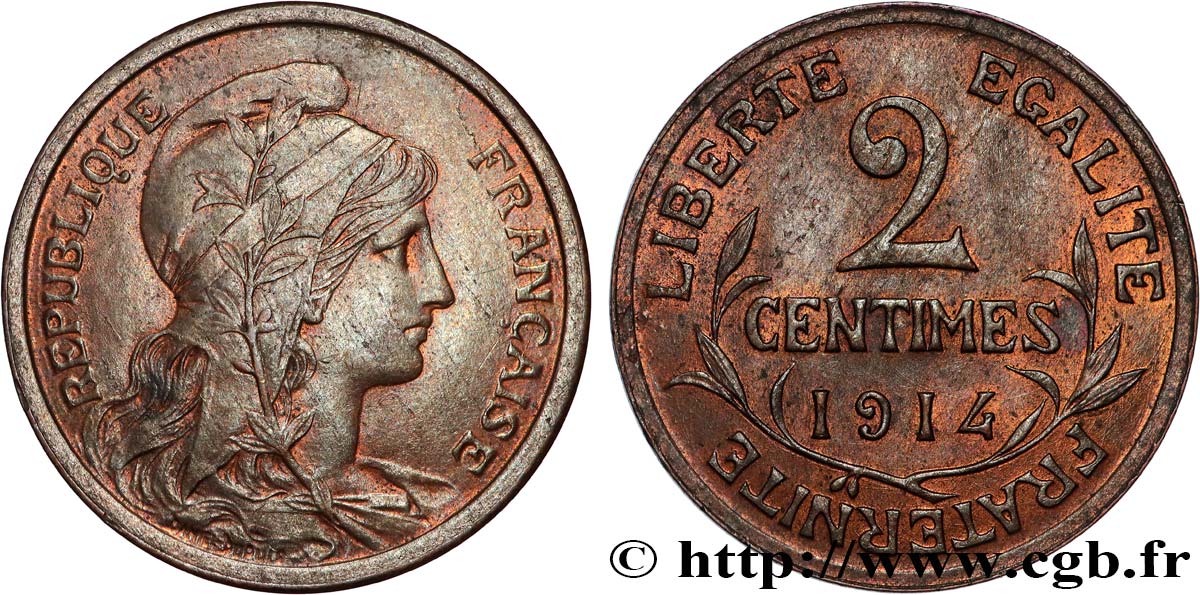 2 centimes Daniel-Dupuis 1914 Paris F.110/17 SUP+ 