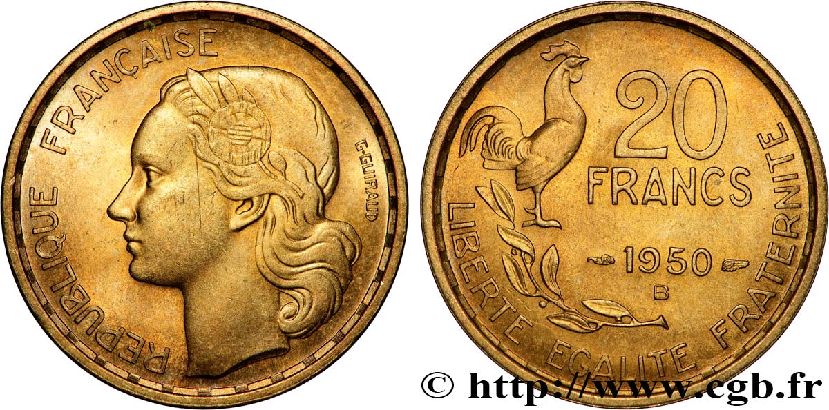 20 francs G. Guiraud 1950 Beaumont-Le-Roger F.402/4 SUP+ 