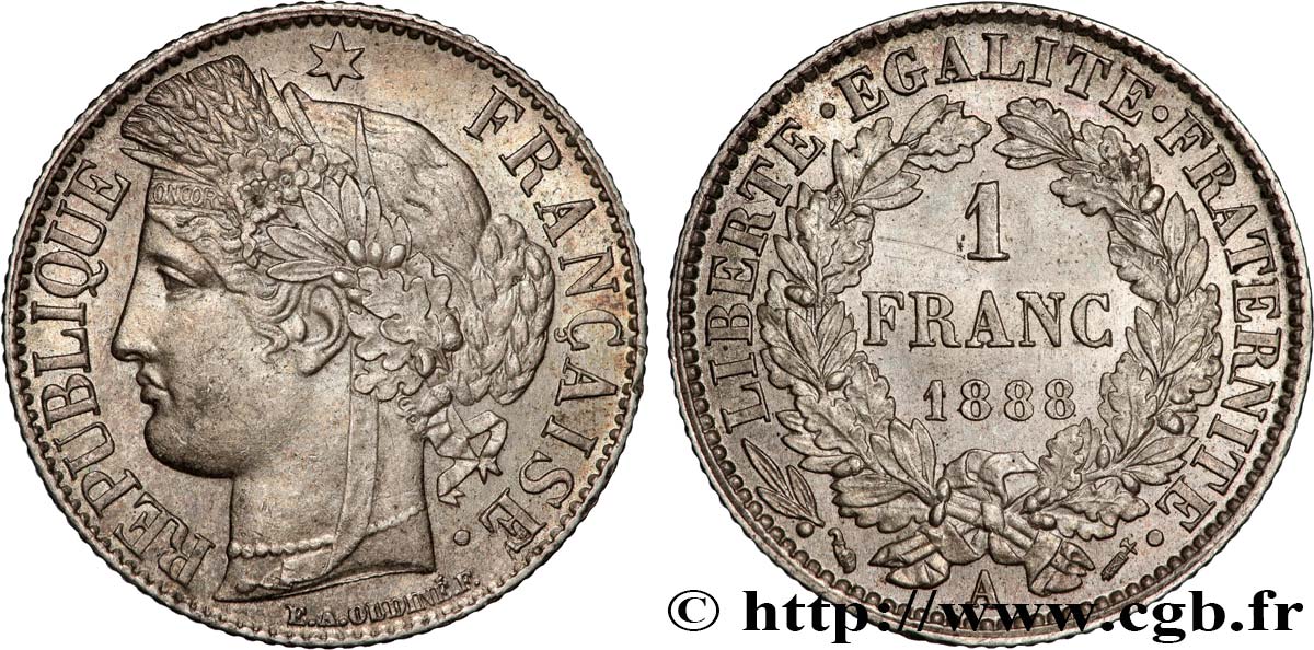 1 franc Cérès, IIIe République 1888 Paris F.216/10 SPL 