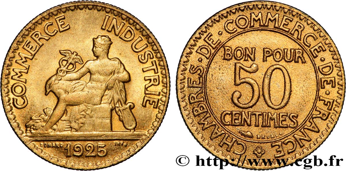 50 centimes Chambres de Commerce 1925 Paris F.191/7 fST63 