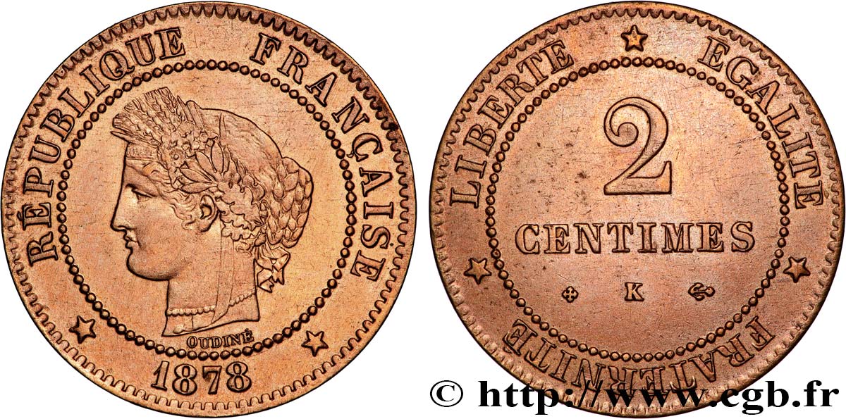 2 centimes Cérès 1878 Bordeaux F.109/4 SUP60 